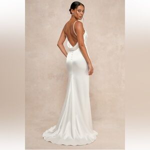 Elegant White Satin Evening Gown